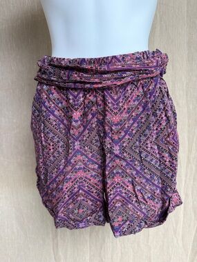 Free People Pink & Purple Printed High-Waist Shorts